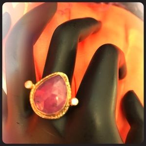 Petite pink sapphire checkerboard cut ring